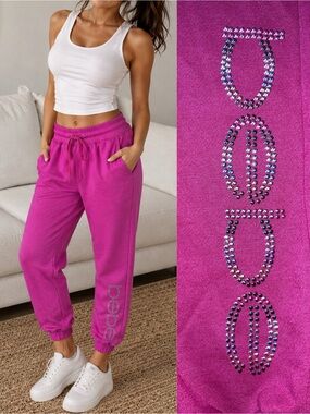Bebe Studded Logo Jogger Sweatpants Bling